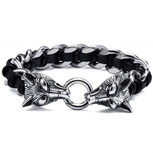 bracelet steel wolf's head